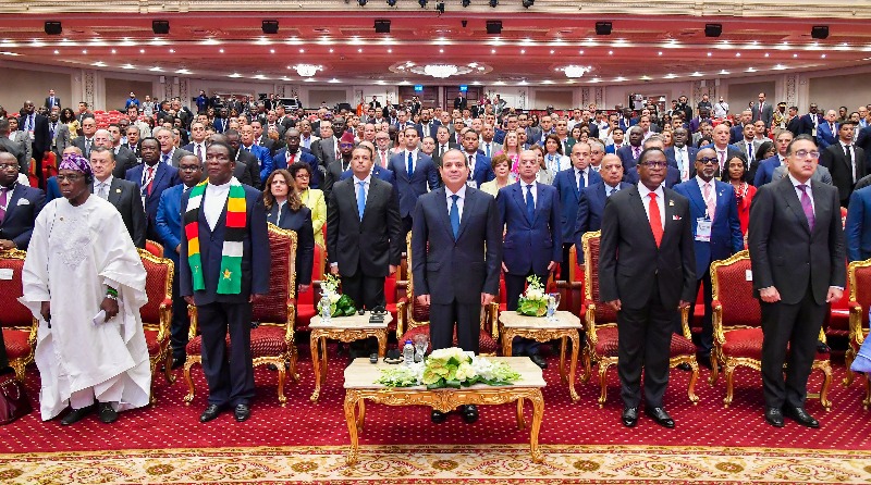 President Sisi inspects the African Intra-Trade Exhibition